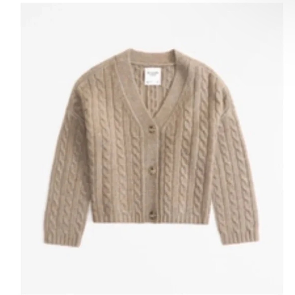 Abercrombie & Fitch Tan Cable Knit Cardigan Sweater